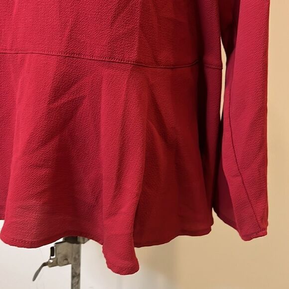 MUD PIE Red Ruffle Hem Blouse  - Size Large - Picture 3 of 13